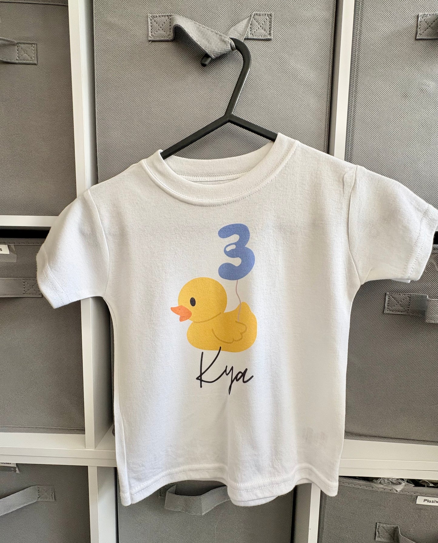 Personalised Birthday Duck Children's T-Shirt, Baby Bodysuit Vest, Birthday Balloon, Duck Style, Birthday Outfit, Duck Love, Birthday Top