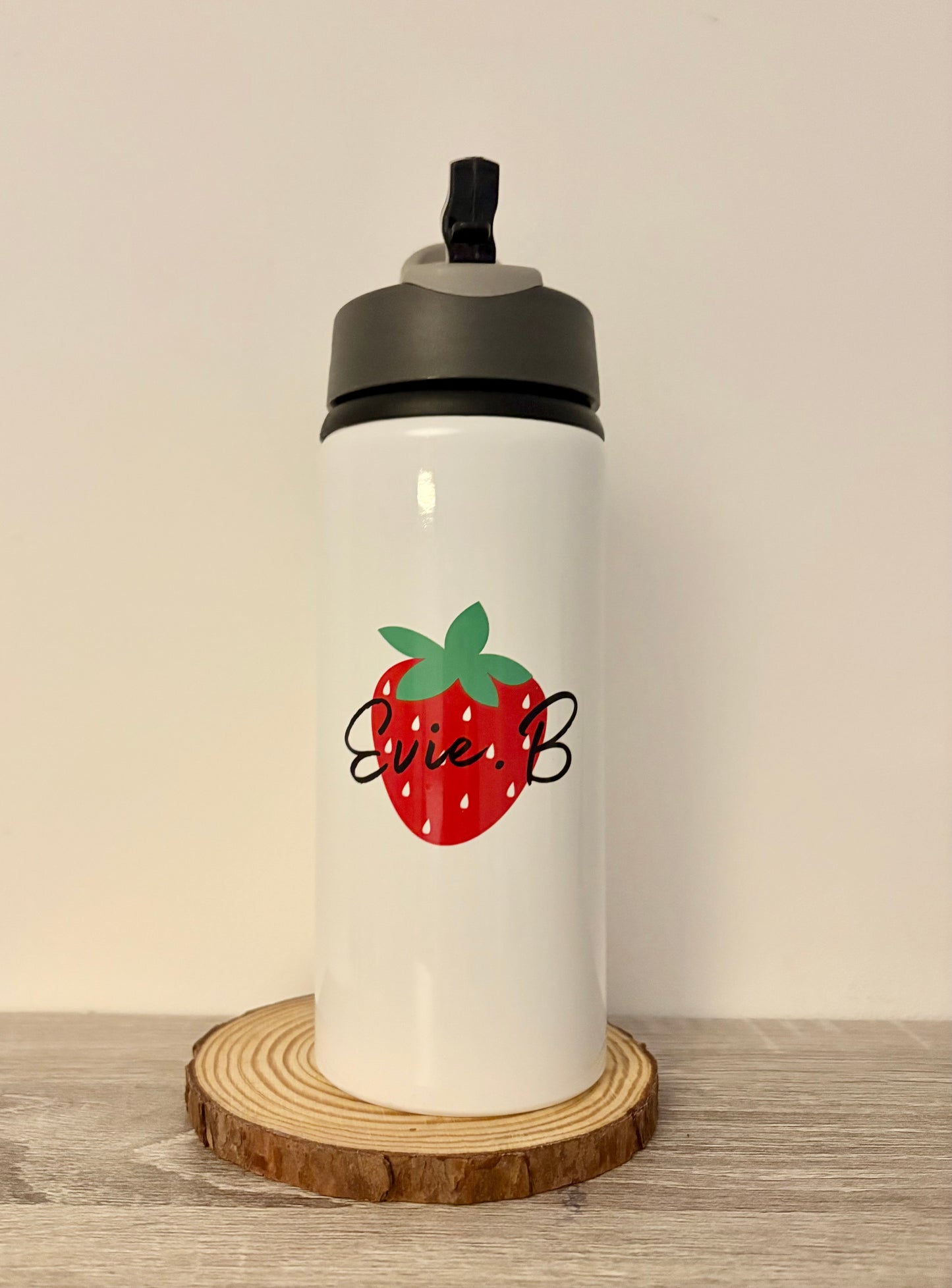 Custom Water Bottle, Strawberry Style Bottle, Wording On Bottle, School Bottle, Printed Name, Personalised Bottle, Fruit, Strawberries
