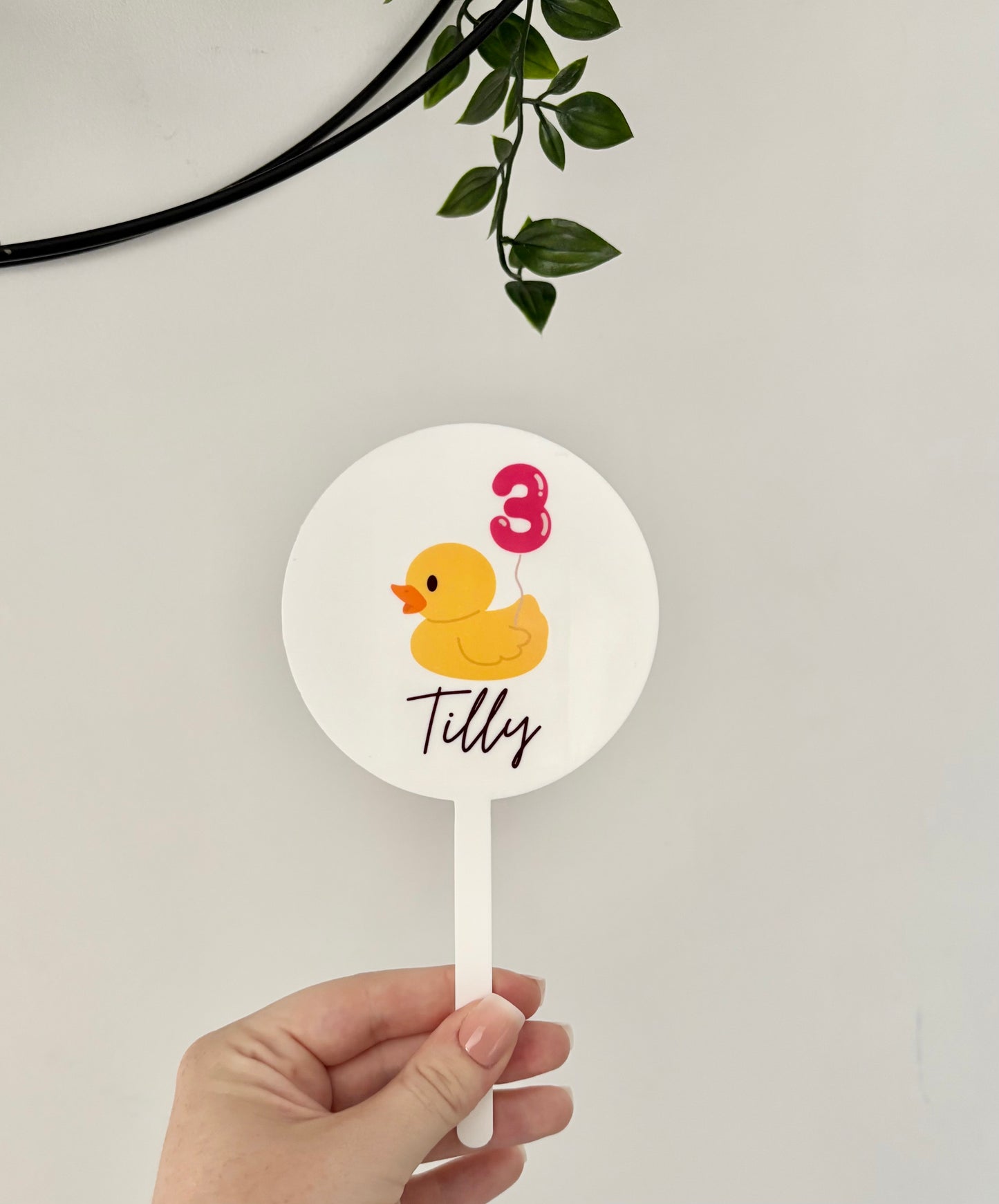 Tortenaufsatz, Ente, Name und Alter, personalisierter Tortenaufsatz, Geburtstagstorte, Partytorte, Tortenaufsatz, Geburtstagsdeko, Geburtstagsschild, Tortenaufsatz