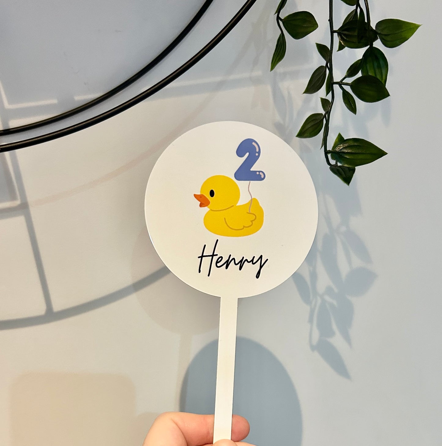 Tortenaufsatz, Ente, Name und Alter, personalisierter Tortenaufsatz, Geburtstagstorte, Partytorte, Tortenaufsatz, Geburtstagsdeko, Geburtstagsschild, Tortenaufsatz