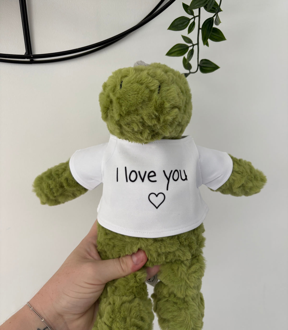 Personalised Green Dinosaur Teddy, Custom Name Plush, Personalised Soft Toy, Custom Message Gift, Birthday Gift for Children