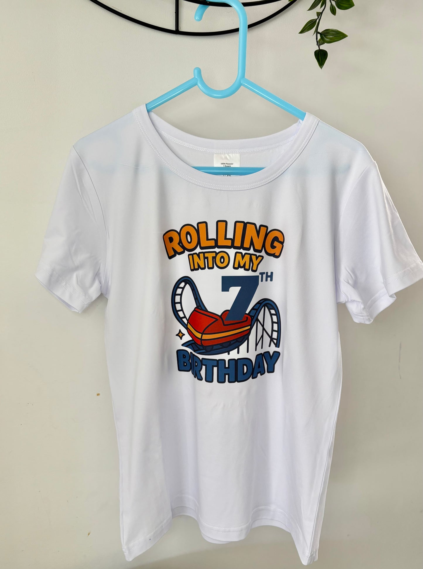 Personalised Birthday T-Shirt for Kids, Roller Coaster Theme, Custom Name And Age, Fun Birthday Outfit, Boys & Girls Birthday Top