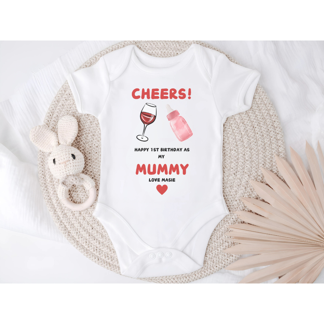 Happy Birthday Mummy Body Suit, Personalised 1st Birthday As My Mummy Bodysuit, Mum Birthday, Baby Vest, Baby Gift, Cute Baby Clothes