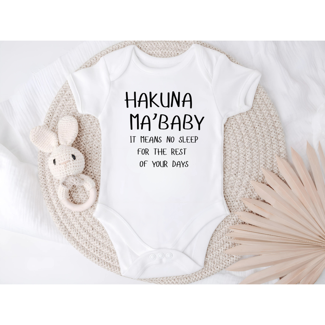Hakuna Ma'Baby Bodysuit, Baby Vest, Sleepsuit, Funny Humour Baby, Gift, Present, Baby Clothes, Baby Funny Vest, Baby Grow