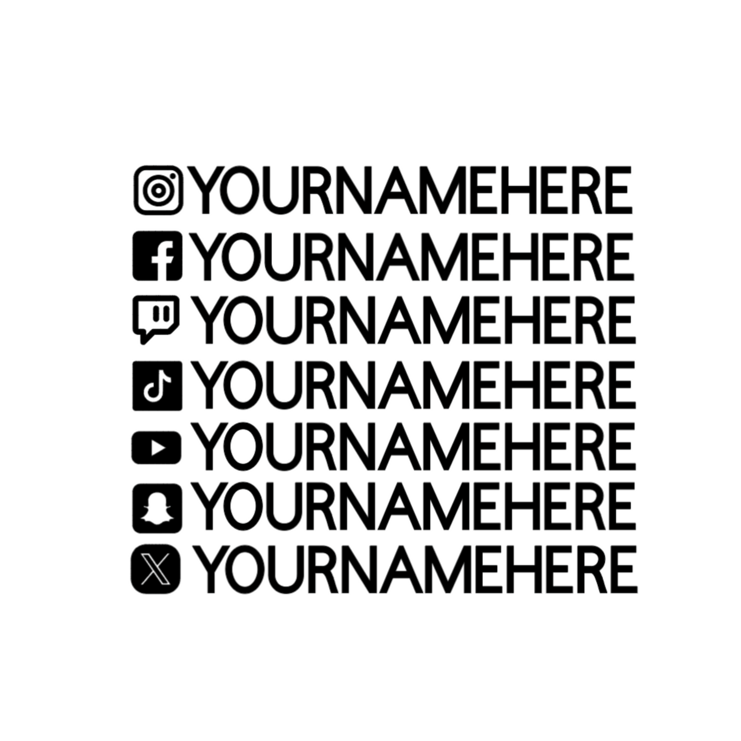 Social Media Vinyl Tags, Personalised Car Sticker, Vinyl Decal, Handles, Window Bumper, Socials On Car, Advertising Socials, Socials Logo