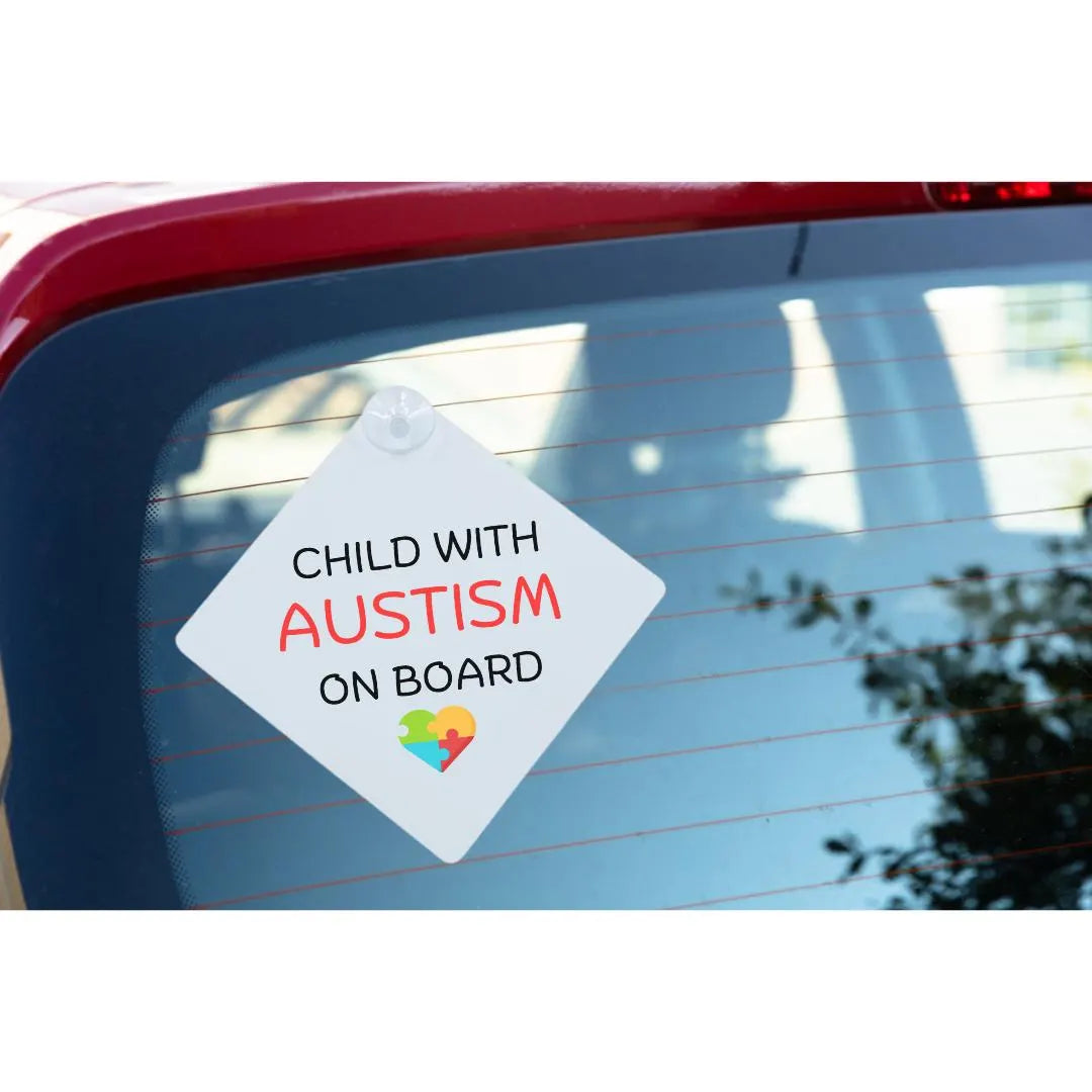Child With Autism, On Board, Car Sign, Child on Board, Baby on Board, High Visibility, Suction Autism Car Sign, Autism Sign, Autism Sign