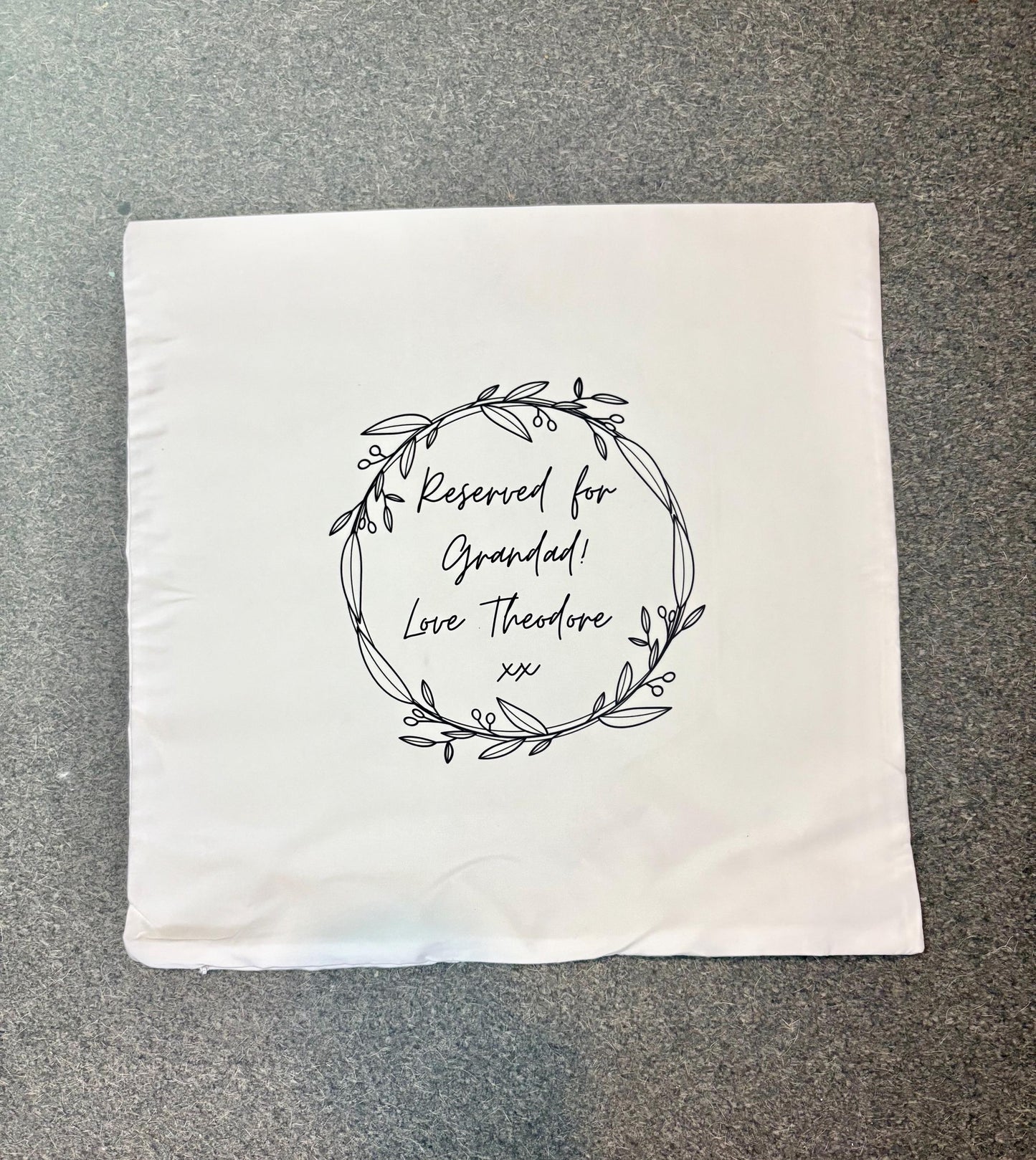 Personalised Wreath Cushion Cover, Custom Pillow Cover, Floral Decor, Word Art, Gift For Her, Home, For Him, Grandad, Dad, Mum, Friend