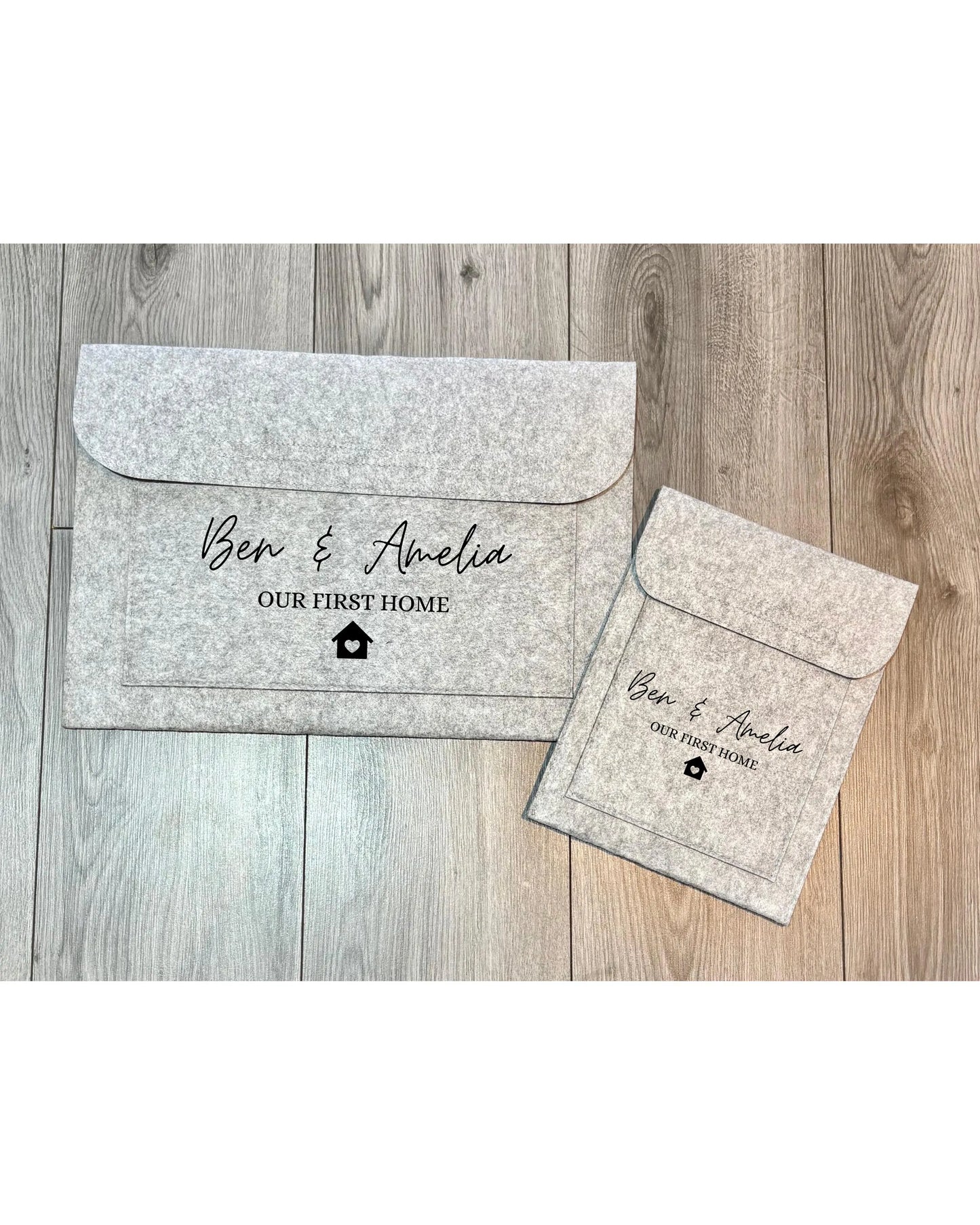 Our First Home Folder, Personalised Grey Folder with 2 Names, New Home Gift, Couple Gift, New House Folder, First Home Document Holder