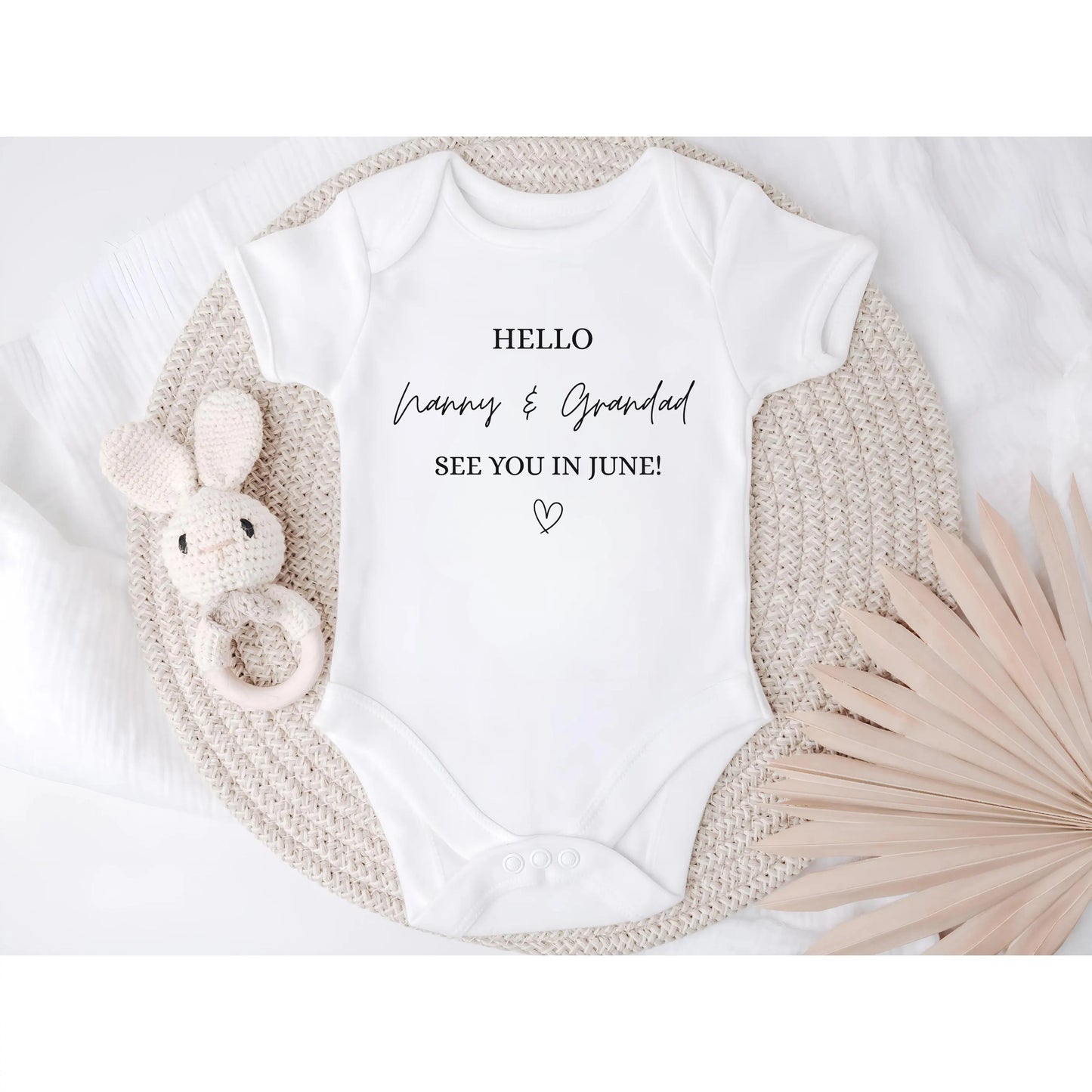 Personalised Baby Bodysuit, Hello Nanny and Grandad Outfit, Custom Month Reveal Baby Grow, New Baby Announcement Gift Clothing