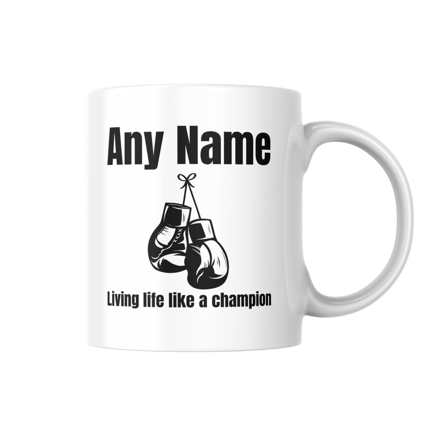 Personalised Boxing Mug With Name, Living Life Like A Champion, Custom Boxer Coffee Cup, Gift For Boxer, Boxing Lover Present