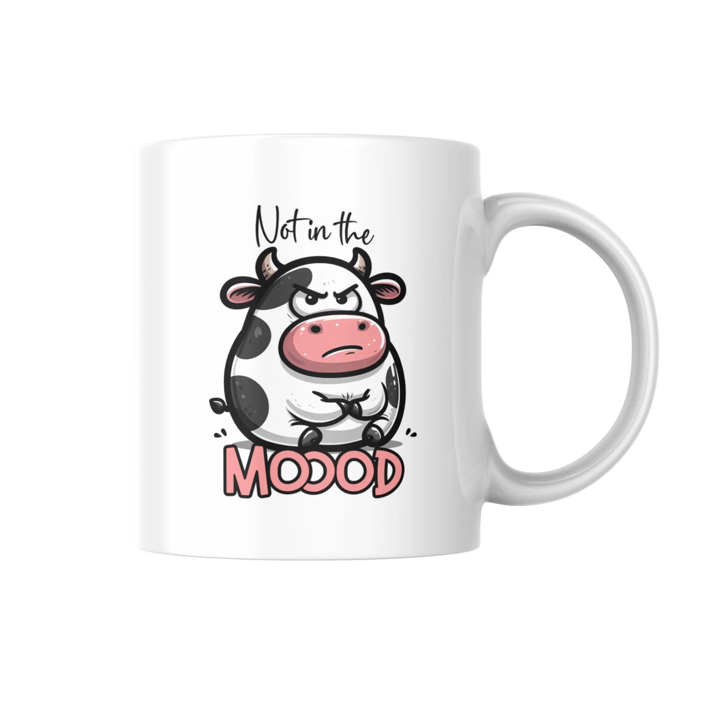Not in the Moood Mug, Funny Cow Coffee Cup, Cute Animal Humor Gift, Quirky Tea Mug, Sarcastic Farm Animal Present, UK Gift