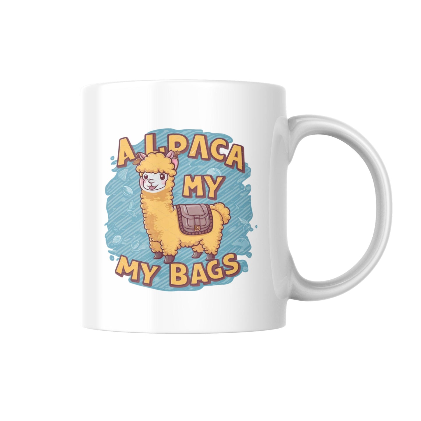 Alpaca My Bags Mug, Funny Alpaca Lover Gift, Cute Animal Coffee Cup, Humour Pun Mug for Her or Him, Novelty Llama/Alpaca Mug