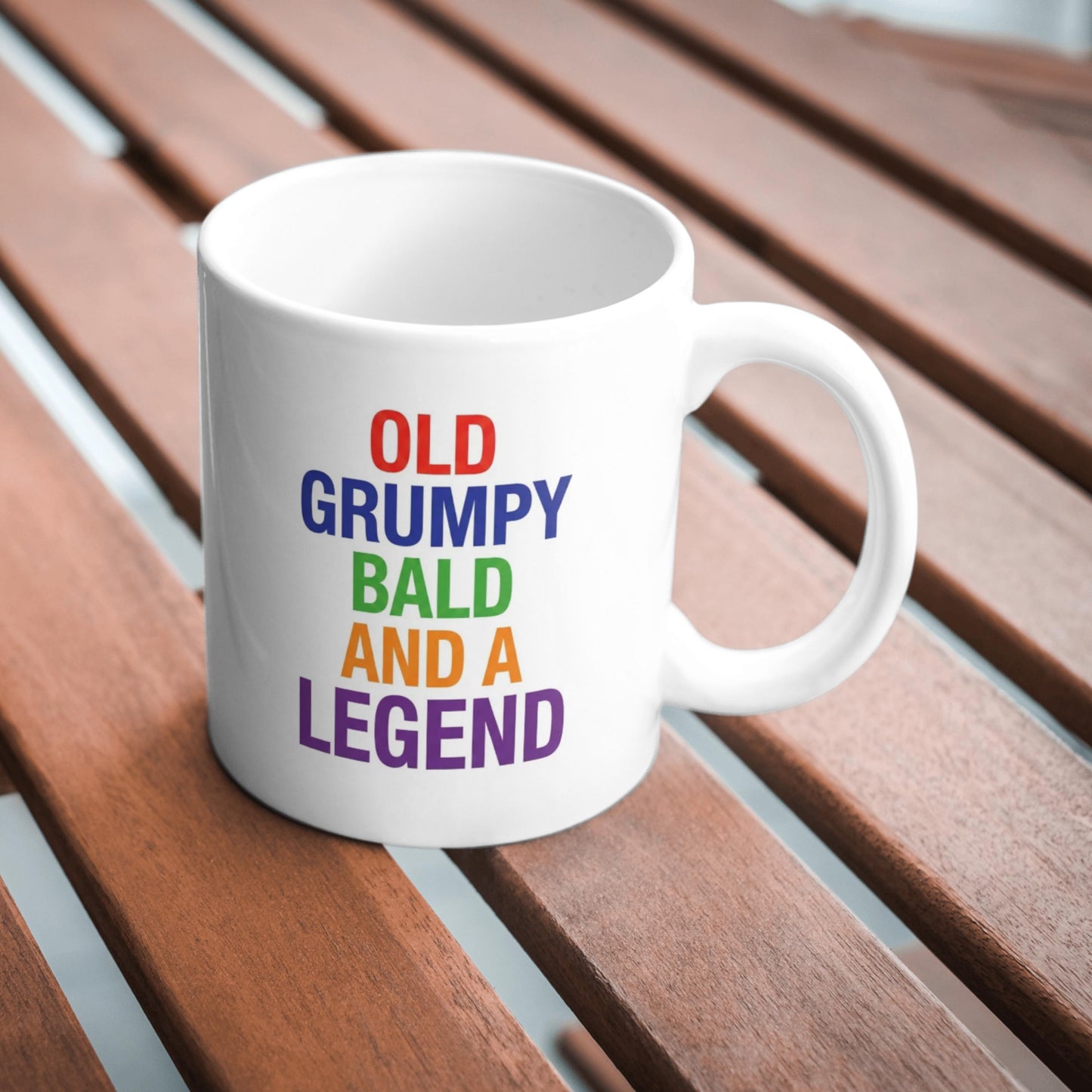 Old Grumpy Bald And A Legend Mug, Funny Sarcastic Coffee Cup, Humorous Gift For Him, Dad Birthday Present, Banter Mug, Novelty Gift