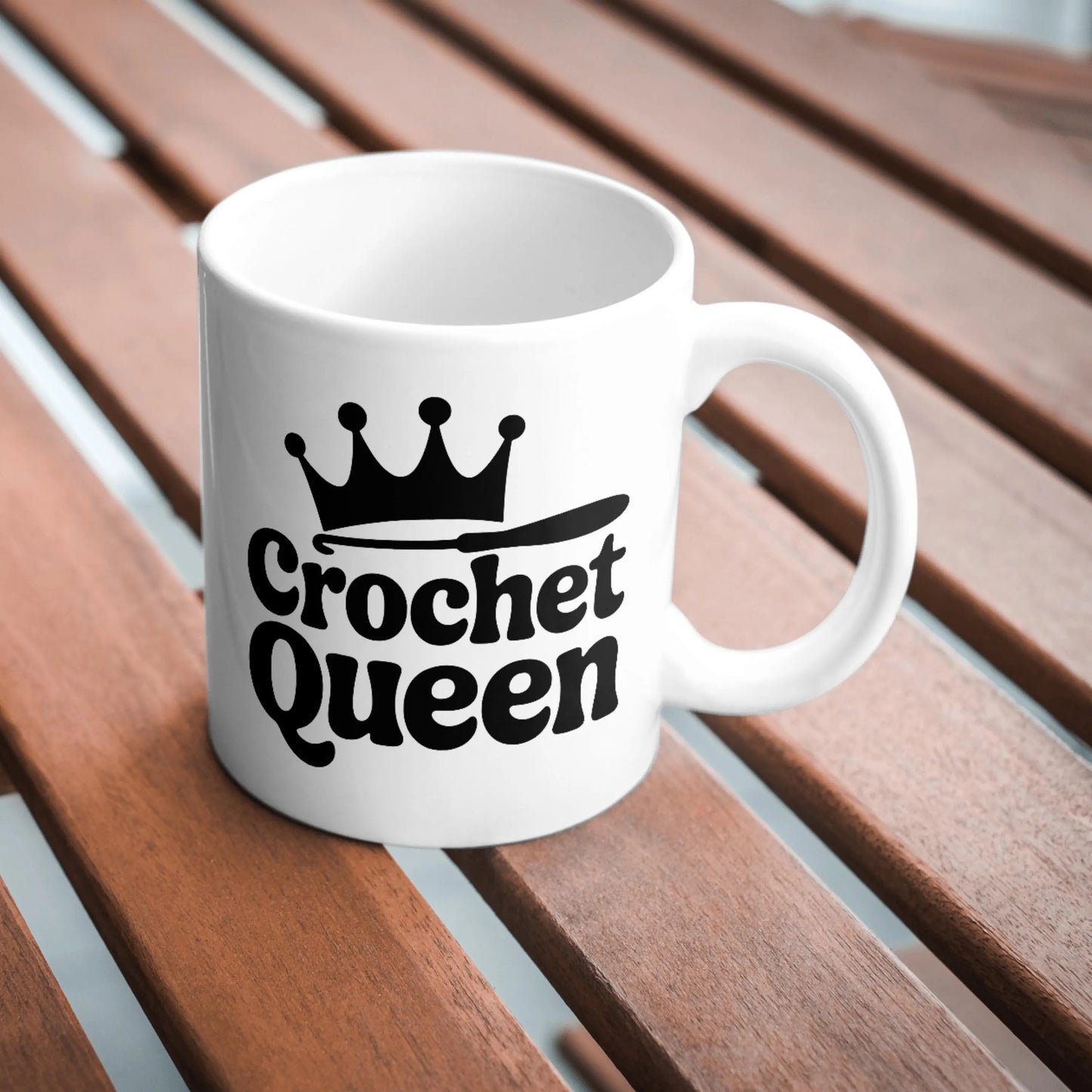Crochet Queen Mug, Funny Crochet Lover Gift, Yarn Addict Mug, Crafty Cup, Crochet Lover Present, Gift for Mum, Handmade Style Mug