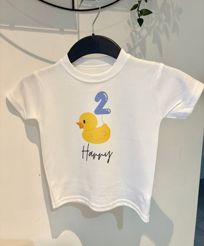 Personalised Birthday Duck Children's T-Shirt, Baby Bodysuit Vest, Birthday Balloon, Duck Style, Birthday Outfit, Duck Love, Birthday Top