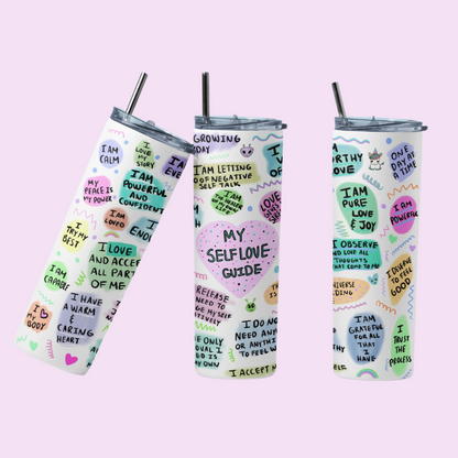 My Self Love Guide Tumbler, Gift To Self, Affirmations Tumbler, Wellbeing, Self Love Bottle, Mental Health,  Drink Bottle, Self Loving