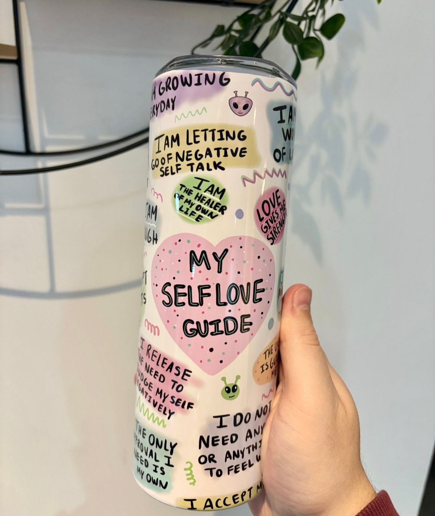 My Self Love Guide Tumbler, Gift To Self, Affirmations Tumbler, Wellbeing, Self Love Bottle, Mental Health,  Drink Bottle, Self Loving