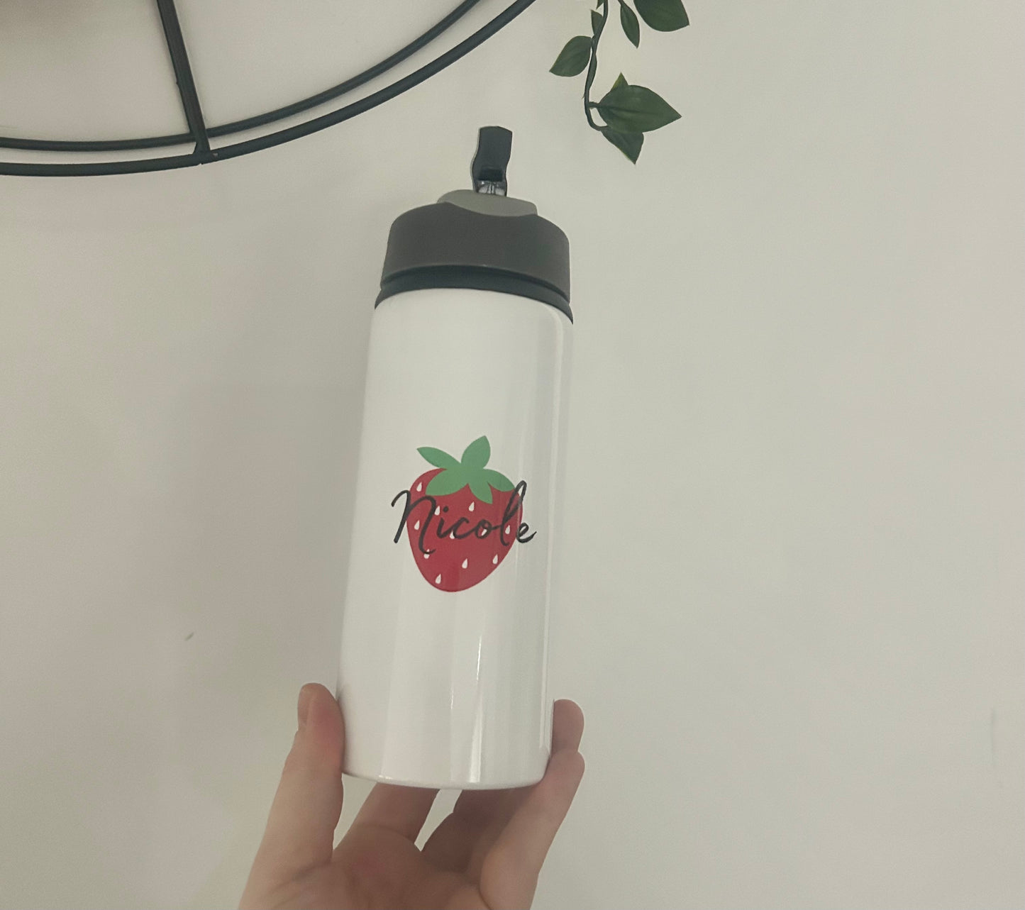 Custom Water Bottle, Strawberry Style Bottle, Wording On Bottle, School Bottle, Printed Name, Personalised Bottle, Fruit, Strawberries