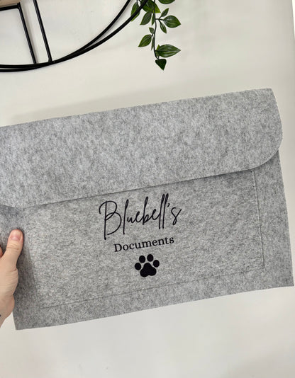 Personalised Pet Documents Folder, Custom Pet Name Folder, Paw Print Folder, Pet Records Organiser, Pet Paperwork Holder, Pet Lover Gift