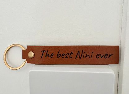 Personalised Leather Keyring Fob, Custom Engraved Leather Keychain, Personalised Name Keyring, Gift for Him, Gift for Dad, Anniversary Gift