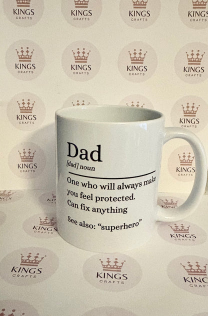 Dad Definition Mug, “Dad One Who Protects, Fixes Everything, See Also: Superhero” Father’s Day Gift, Dad Mug, Gift for Him, Daddy, Dad