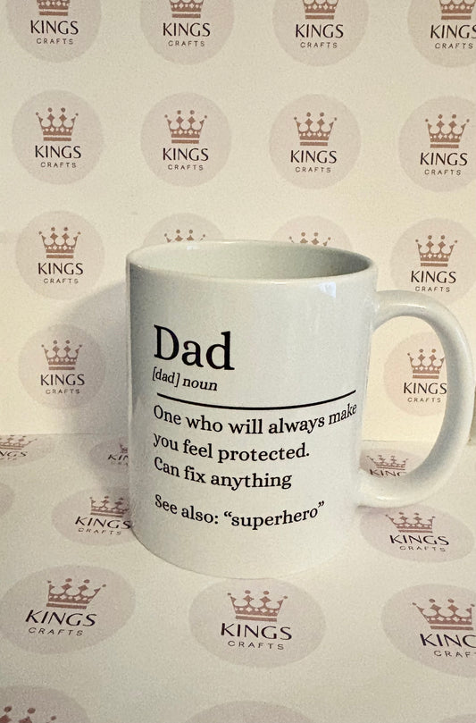 Dad Definition Mug, “Dad One Who Protects, Fixes Everything, See Also: Superhero” Father’s Day Gift, Dad Mug, Gift for Him, Daddy, Dad