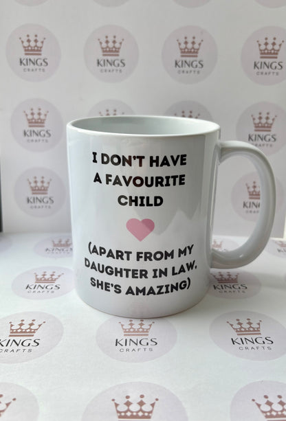 Favourite Funny Child Mug, Daughter In Law, Drinkware, For Her, Mother In Law, In Laws Gift, Best Daughter, Husbands Mum, Mummy In Law