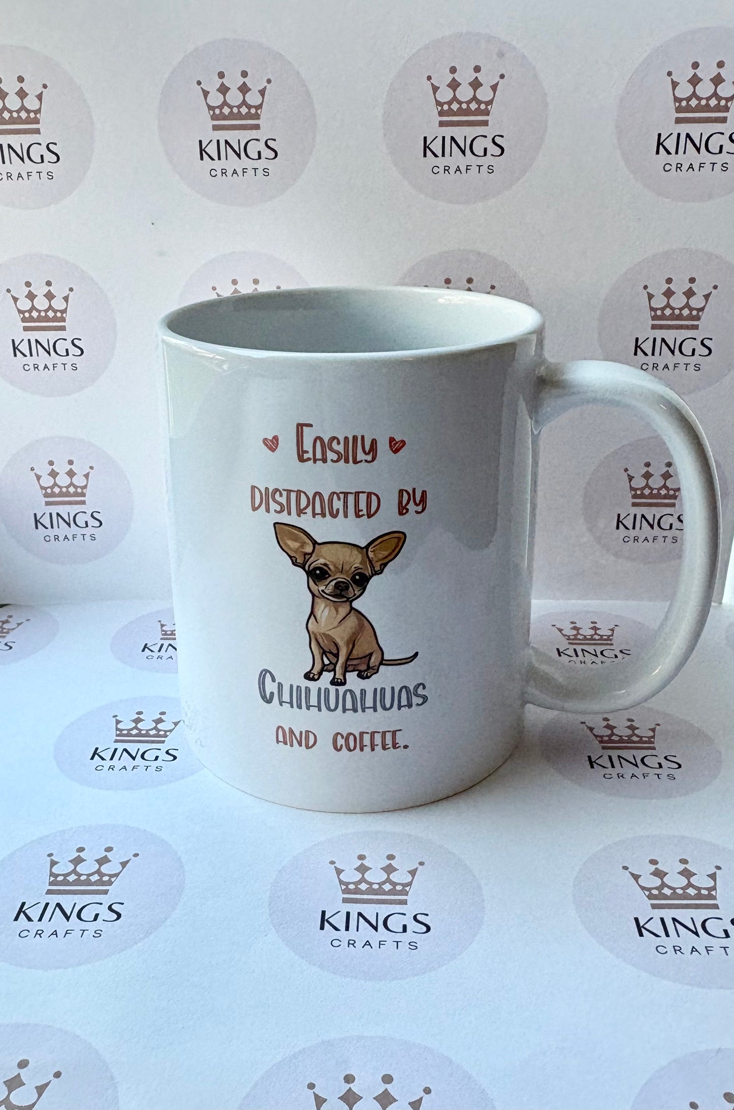 Easily Distracted by Chihuahuas and Coffee Mug, Funny Dog Lover Cup, Chihuahua Owner Gift Idea, Cute Dog Quote Mug, Coffee Lover Present