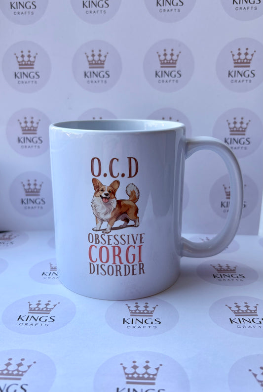 OCD Obsessive Corgi Disorder Mug, Funny Corgi Lover Coffee Cup, Dog Owner Gift, Cute Corgi Quote Mug, Pet Lover Present, Corgi Gift Idea