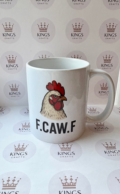 Funny Chicken Mug F.CAW.F, Cheeky Farm Animal Cup, Hen Lover Gift, Farmhouse Coffee Mug, Rustic Poultry Present, Barnyard Tea Cup, Chicken