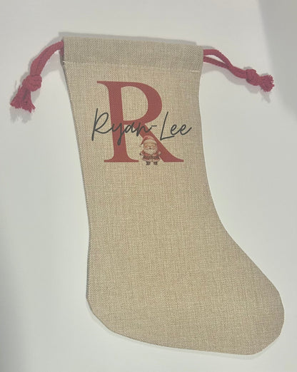 Custom Christmas Stocking, Personalised Stocking, Santa Stocking, Christmas Tree, Children's Christmas Stocking