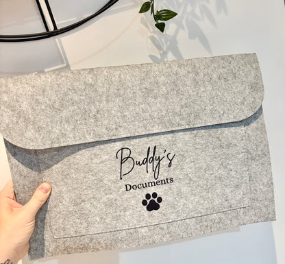Personalised Pet Documents Folder, Custom Pet Name Folder, Paw Print Folder, Pet Records Organiser, Pet Paperwork Holder, Pet Lover Gift