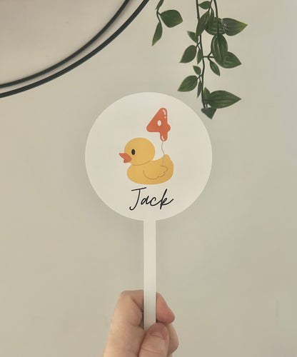 Custom Cake Topper, Duck, Name & Age, Personalised Cake Topper, Birthday Cake, Party Cake, Cake Top, Birthday Decor, Birthday Sign, Cake Top