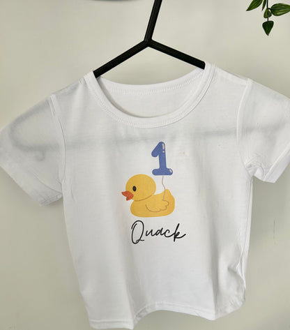 Personalised Birthday Duck Children's T-Shirt, Baby Bodysuit Vest, Birthday Balloon, Duck Style, Birthday Outfit, Duck Love, Birthday Top