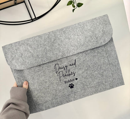 Personalised Pet Documents Folder, Custom Pet Name Folder, Paw Print Folder, Pet Records Organiser, Pet Paperwork Holder, Pet Lover Gift