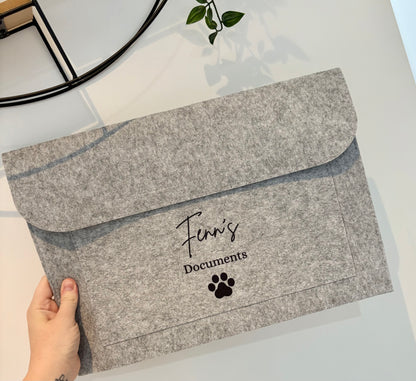 Personalised Pet Documents Folder, Custom Pet Name Folder, Paw Print Folder, Pet Records Organiser, Pet Paperwork Holder, Pet Lover Gift