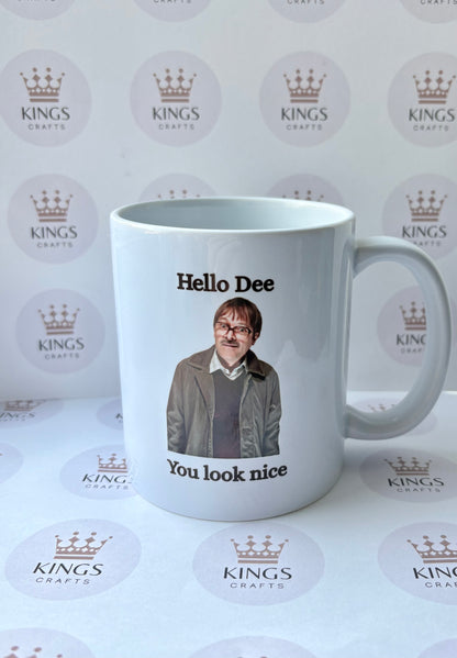 Funny Jim Friday Night Dinner Mug – “Hello [Name] You Look Nice” Quote – British TV Show Mug – Comedy Gift – Jim Catchphrase Mug