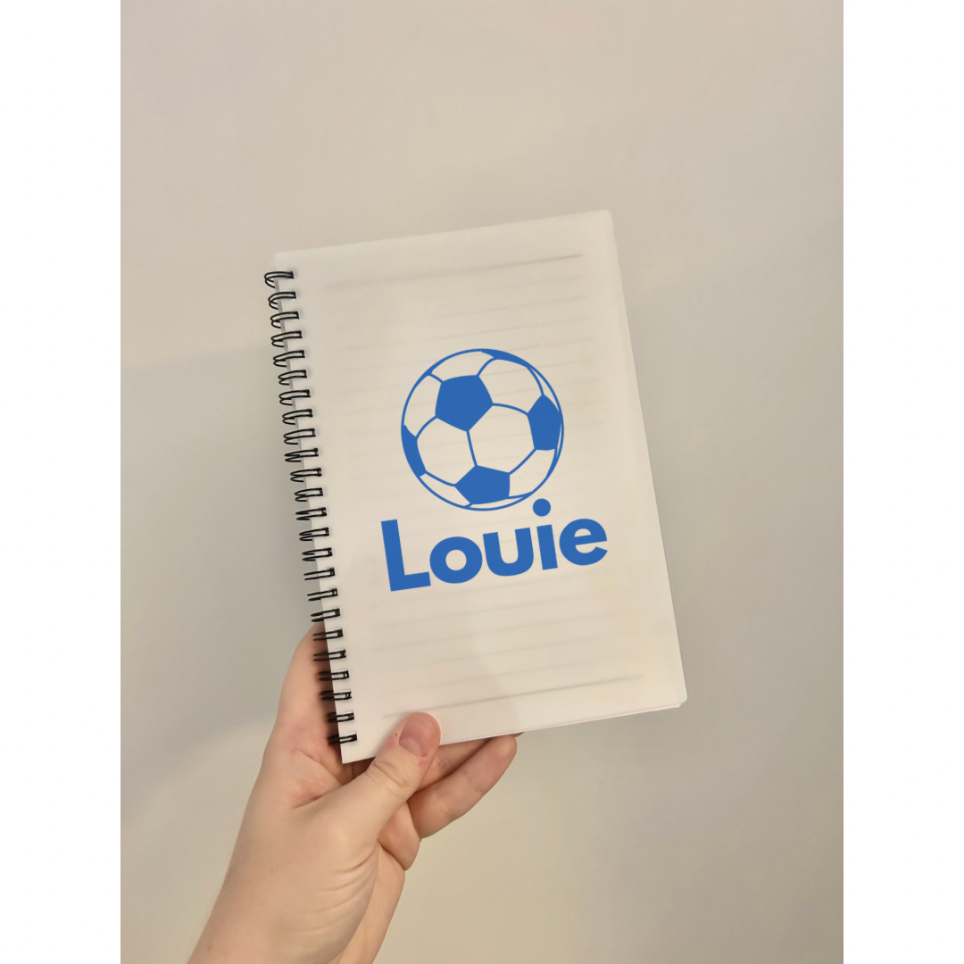 Custom Notebook, A5 Size, Football Style, Football Gift, Football Present, Stationary, Notebook, Notes, Personalised Notebook, School Book