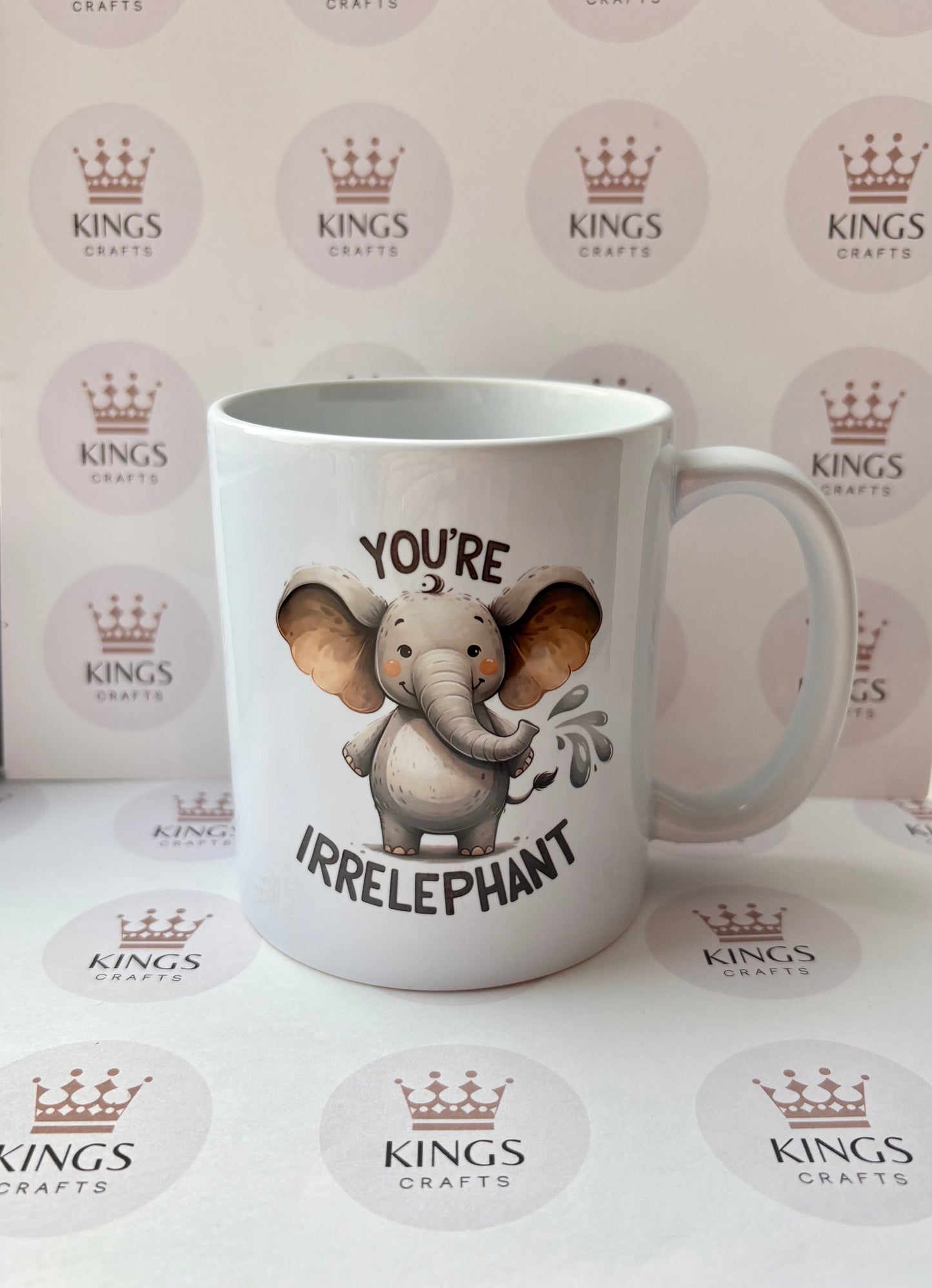 You’re Irrelephant Mug, Funny Elephant Lover Gift, Cute Animal Coffee Cup, Humour Pun Mug for Her or Him, Novelty Elephant Mug