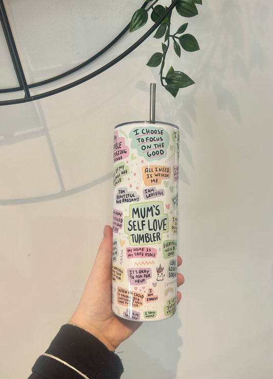 Mum's Self Love Tumbler, Mother's Day Gift, Affirmations Gift, Wellbeing Gift, Self Love Bottle, Gift for Mum, Mum Gift, Drink Bottle