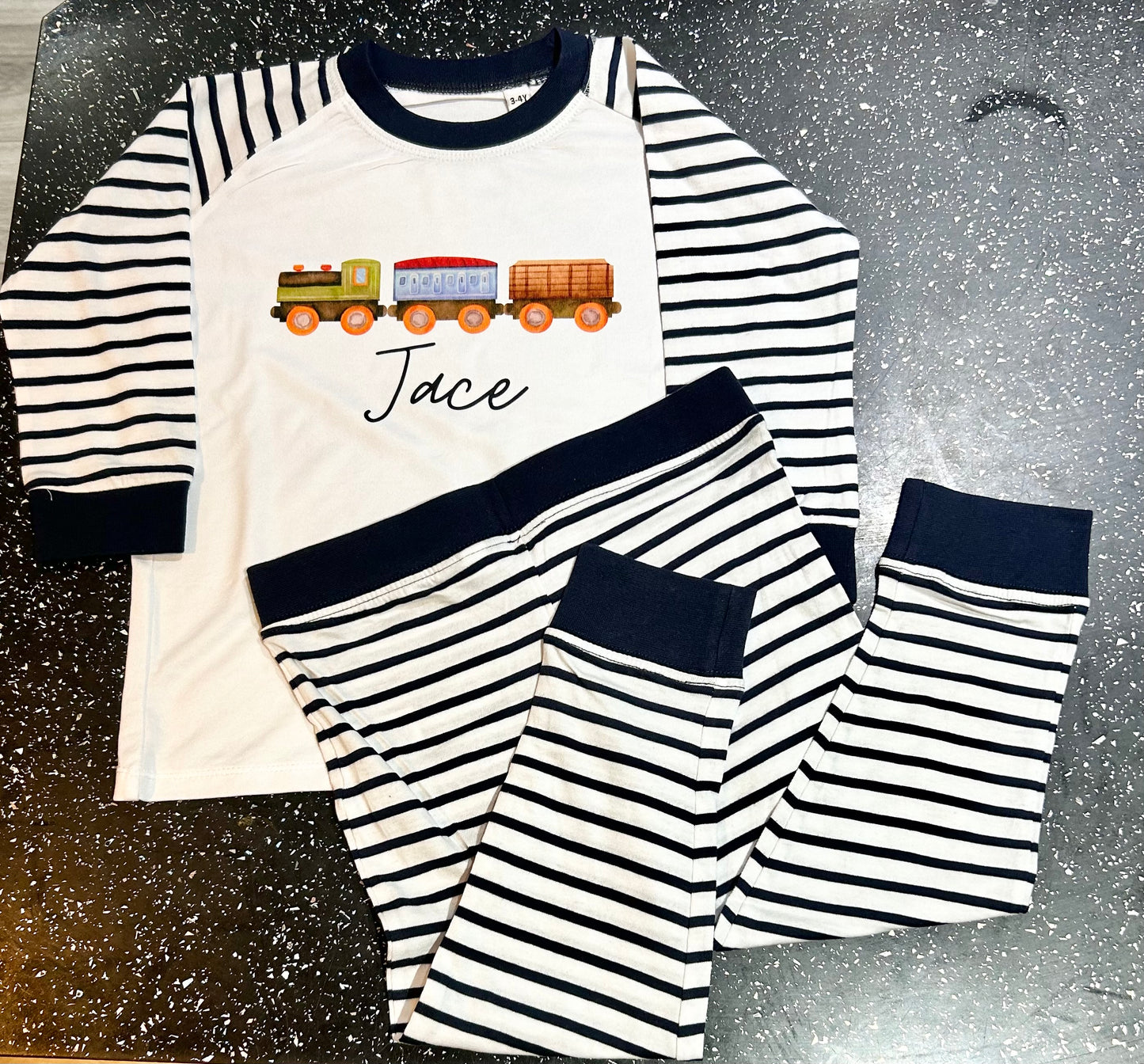 Personalised Boys Pyjamas, Train Style Pjs, Custom Pjs, Cute Night Wear, Sleepwear, Pj Gift Boys, Pyjamas Present, Train On Pjs