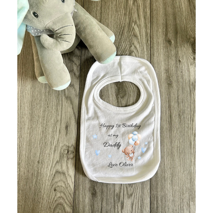 Happy Birthday Daddy Bib, Personalised 1st Birthday As My Daddy Bib, Dad Birthday, Baby Bib, Baby Gift, Cute Baby Bib