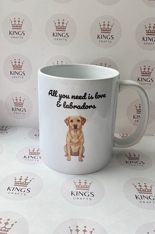All You Need is Love and Labradors Mug, Funny Labrador Coffee Cup, Cute Lab Dog Gift for Mum, Dog Lover Present, Pet Lover Coffee Mug