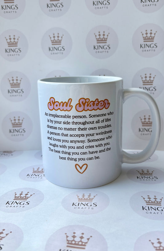 Soul Sister Mug, Soul Sisters, Best friends, Coffee Mug, Drinkware, Tea, Sisters, Friend, Besties, For Her, Friendship, Friends
