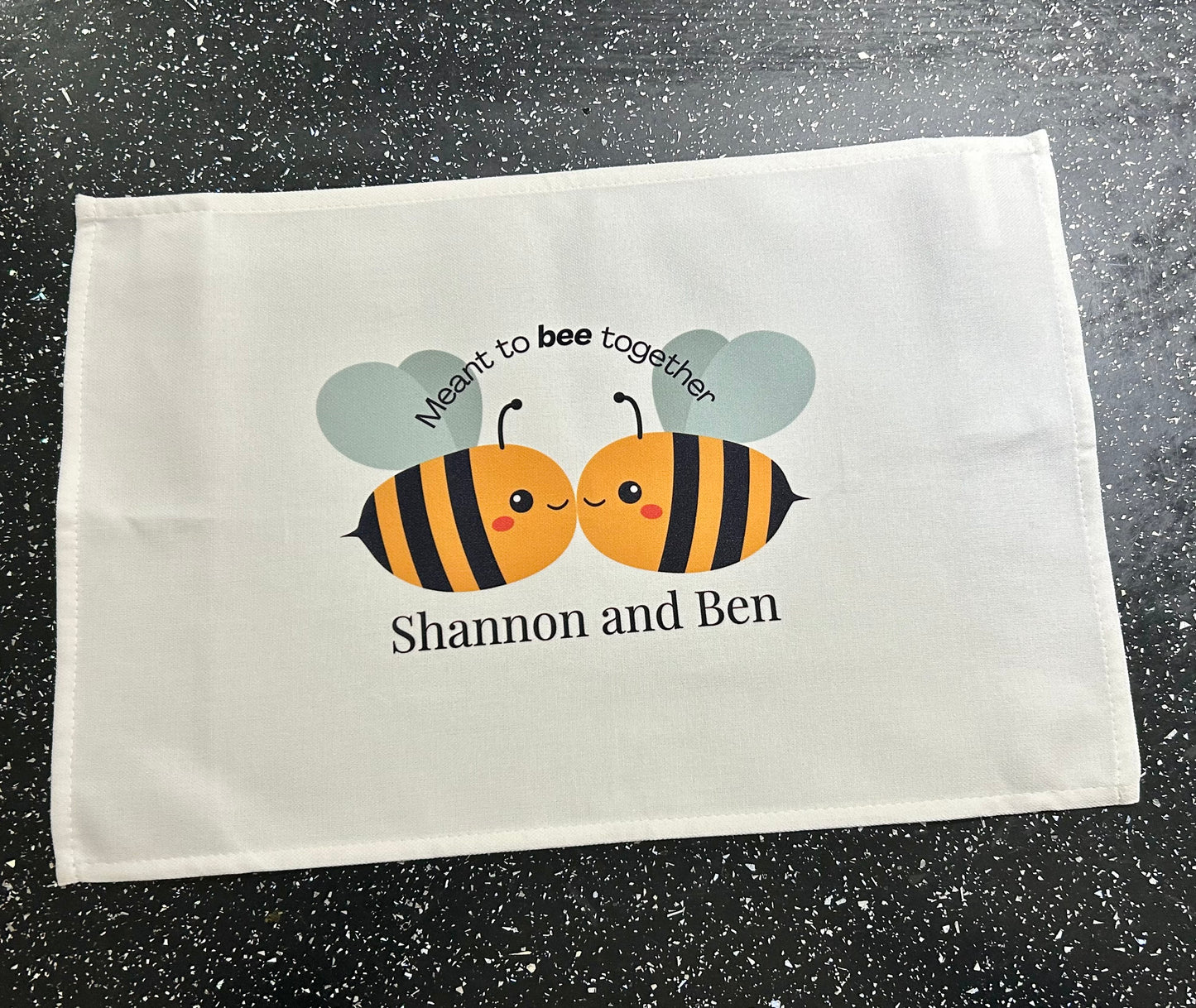 Custom Bee Tea Towel, Personalised Tea Towel, Couples Tea Towel, Bee Gift, Present For Couples, Gift For Her, Meant To Bee, Custom Tea Towel