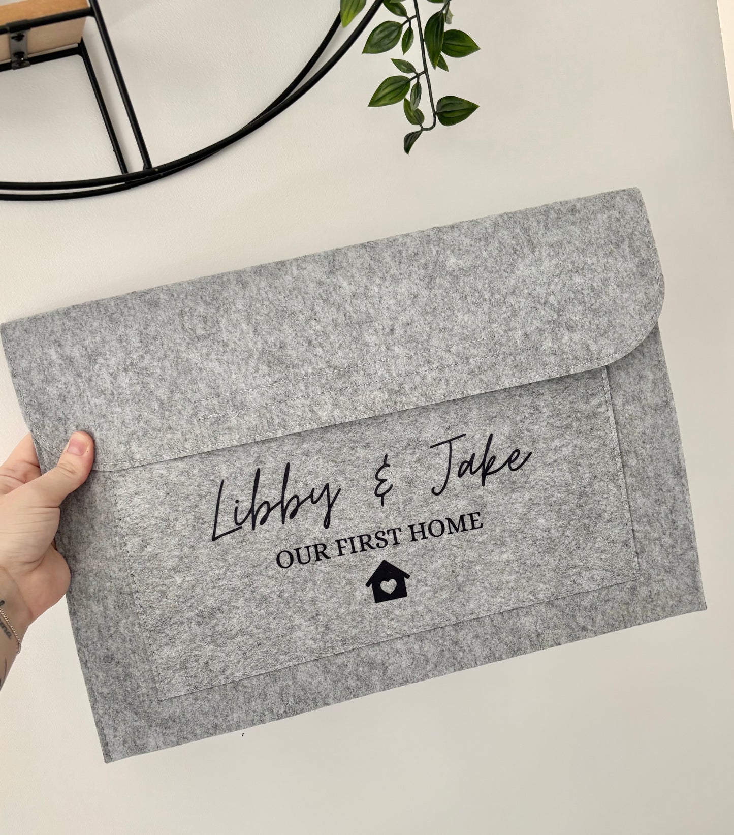 Our First Home Folder, Personalised Grey Folder with 2 Names, New Home Gift, Couple Gift, New House Folder, First Home Document Holder