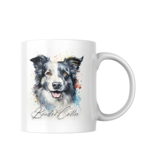 Border Collie Watercolour Mug, Border Collie Dog Gift, Dog Lover Mug, Cute Dog Art Cup, Pet Mum Gift, Funny Dog Mug, Dog Coffee Cup