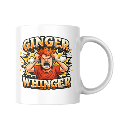 Ginger Whinger Mug, Funny Novelty Coffee Cup, Sarcastic Humour Gift, Redhead Joke Mug, Birthday Present for Him or Her, Office Banter
