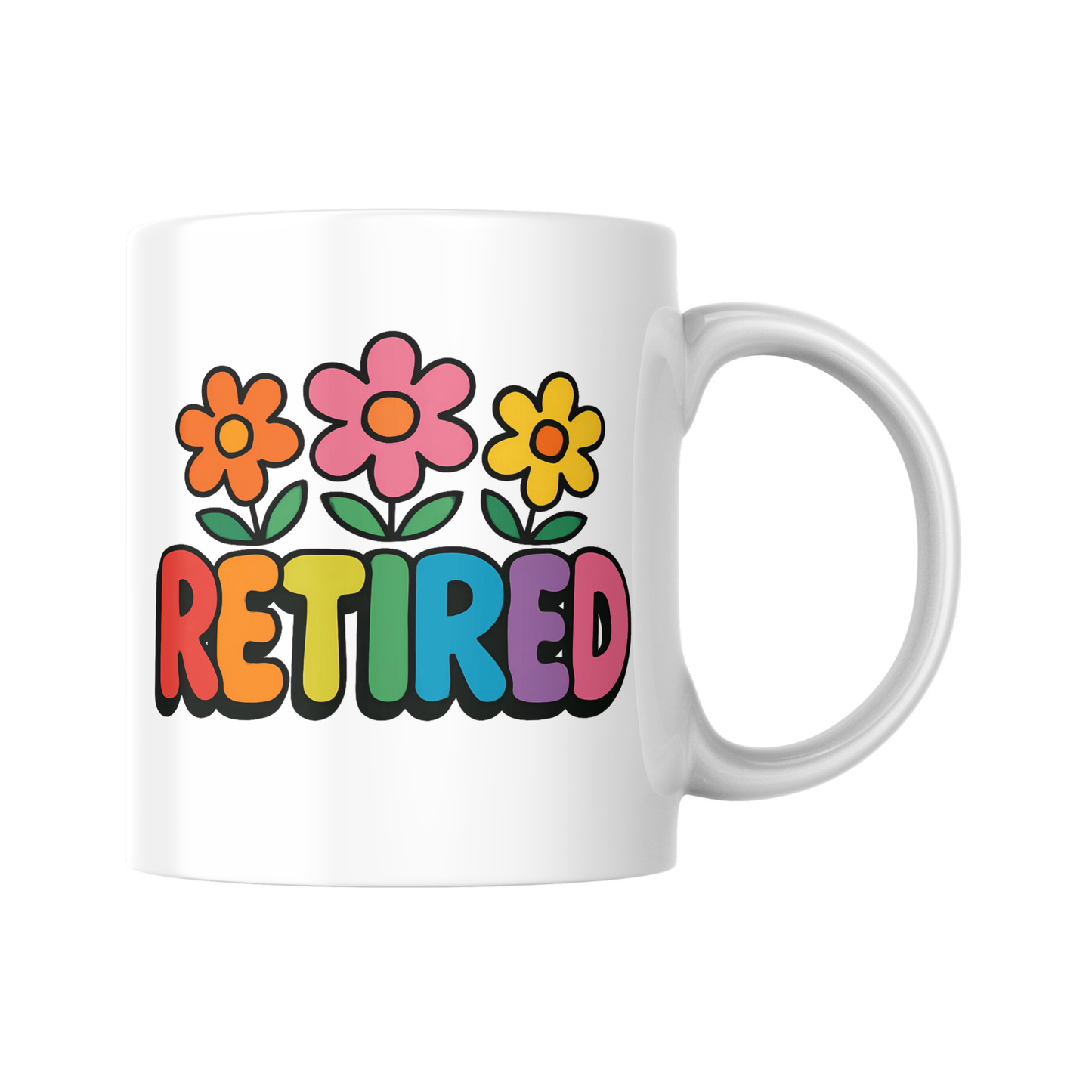 Retired Mug with Flowers, Floral Retirement Gift Mug, Cute Retired Coffee Cup, Gift for Retired Women, Relax and Retire Mug, New Retiree Cup