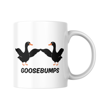 Goosebumps Mug – Funny Goose Fist Bump Coffee Cup – Cute Animal Pun Gift – Quirky Bird Lover Mug – Cute Cartoon Goose Drinkware